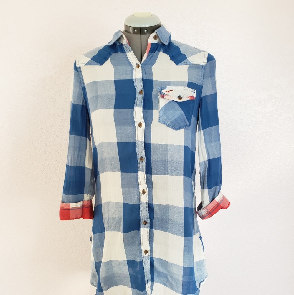 Hollister plaid button down shirt
